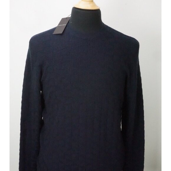 Giorgio Armani Cashmere Blend Navy Blue Woven Sweater Sz 38 BRAND NEW
